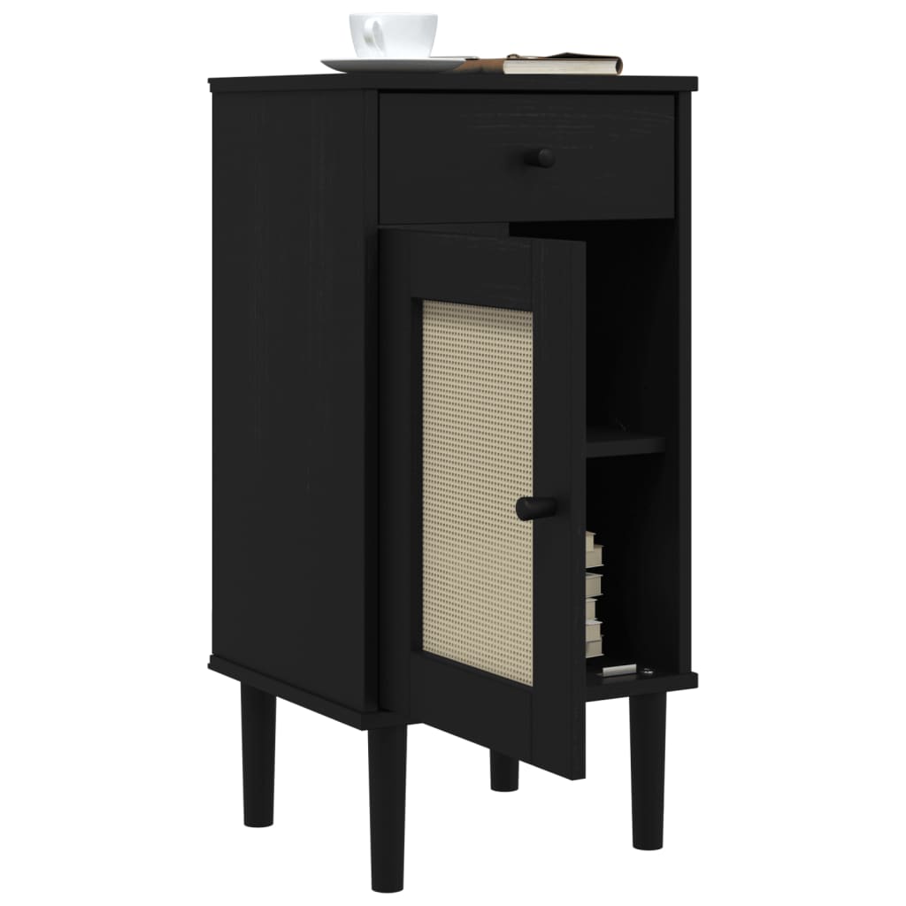 vidaXL Bedside Cabinet Furniture for Bedroom SENJA Rattan Look Solid Wood Pine-10