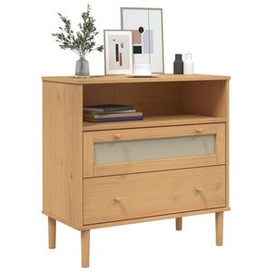 vidaXL Sideboard Buffet Storage Cabinet SENJA Rattan Look Solid Wood Pine-2