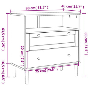 vidaXL Sideboard Buffet Storage Cabinet SENJA Rattan Look Solid Wood Pine-8