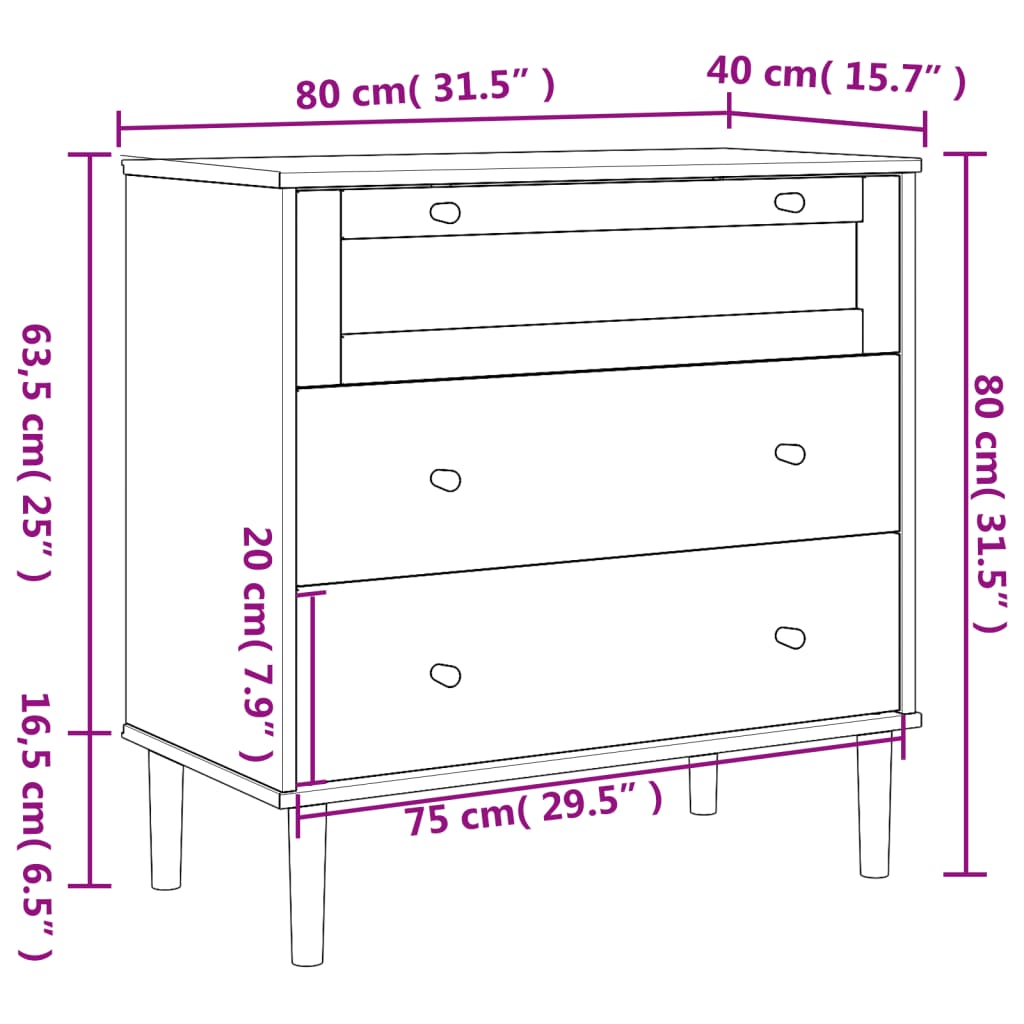 vidaXL Drawer Cabinet Storage File Sideboard SENJA Rattan Look Solid Wood Pin-1