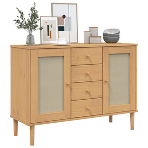 vidaXL Sideboard Buffet Storage Cabinet SENJA Rattan Look Solid Wood Pine-3