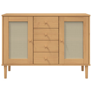 vidaXL Sideboard Buffet Storage Cabinet SENJA Rattan Look Solid Wood Pine-9