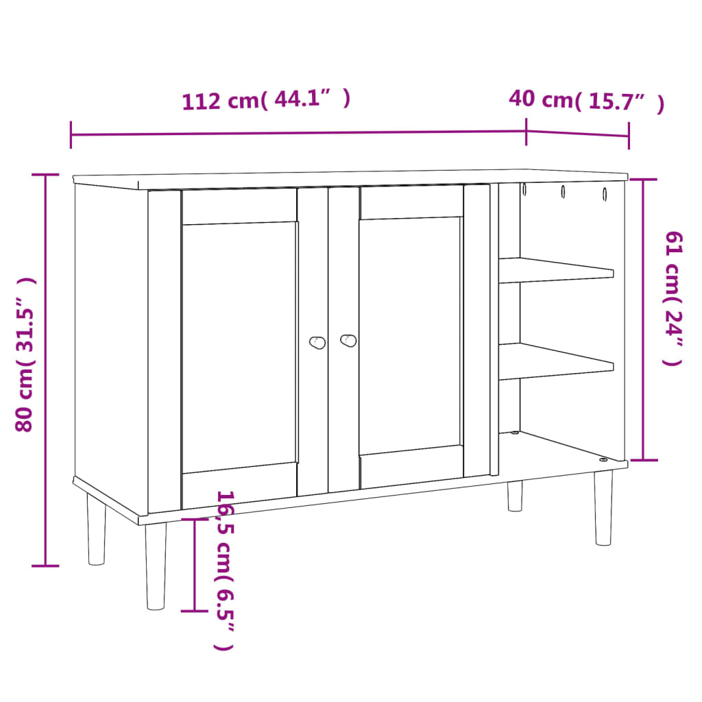 vidaXL Sideboard Buffet Storage Cabinet SENJA Rattan Look Solid Wood Pine-1