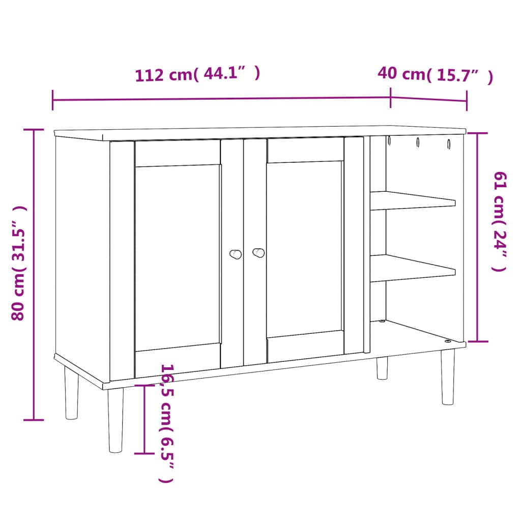 vidaXL Sideboard Buffet Storage Cabinet SENJA Rattan Look Solid Wood Pine-20