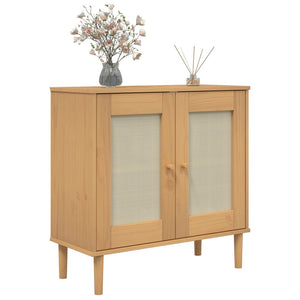 vidaXL Sideboard Buffet Storage Cabinet SENJA Rattan Look Solid Wood Pine-2