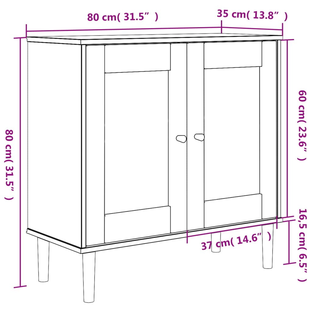 vidaXL Sideboard Buffet Storage Cabinet SENJA Rattan Look Solid Wood Pine-19