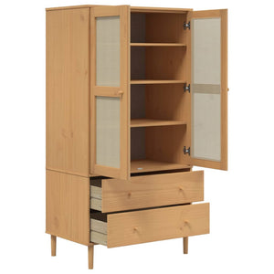 vidaXL Wardrobe Storage Cabinet Cupboard SENJA Rattan Look Solid Wood Pine-14