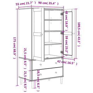 vidaXL Wardrobe Storage Cabinet Cupboard SENJA Rattan Look Solid Wood Pine-22