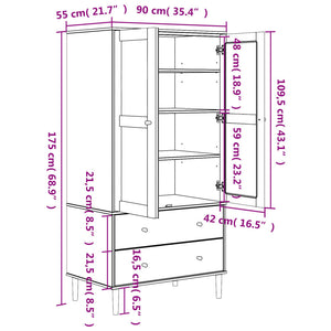 vidaXL Wardrobe Storage Cabinet Cupboard SENJA Rattan Look Solid Wood Pine-1