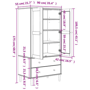 vidaXL Wardrobe Storage Cabinet Cupboard SENJA Rattan Look Solid Wood Pine-25