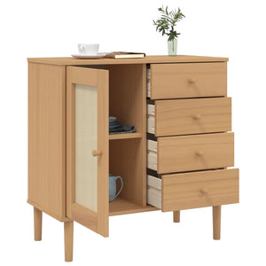 vidaXL Sideboard Storage Cupboard Furniture SENJA Rattan Look Solid Wood Pine-4