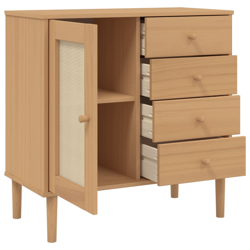 vidaXL Sideboard Storage Cupboard Furniture SENJA Rattan Look Solid Wood Pine-10