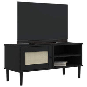 vidaXL TV Stand Entertainment Center Console SENJA Rattan Look Solid Wood Pine-8