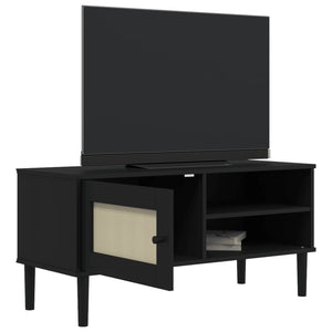 vidaXL TV Stand Entertainment Center Console SENJA Rattan Look Solid Wood Pine-11