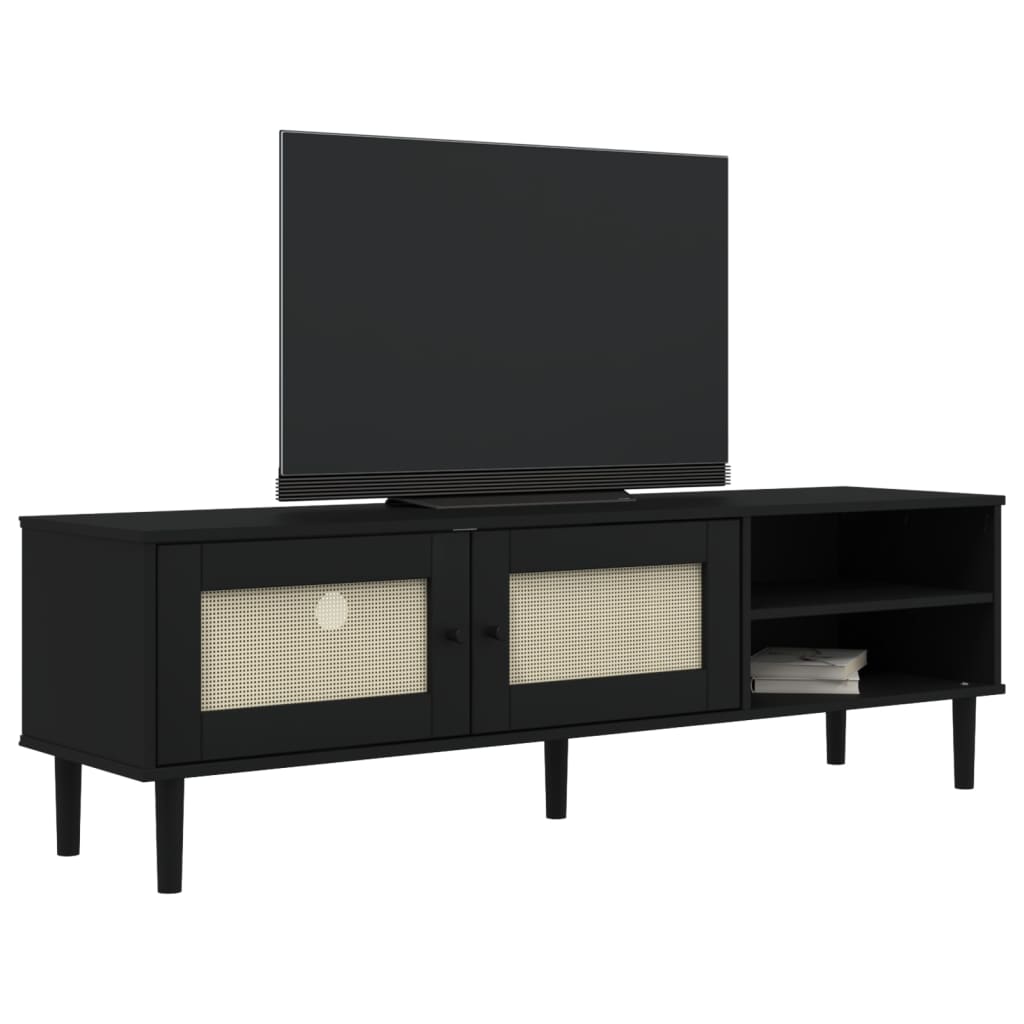 vidaXL TV Stand Entertainment Center Console SENJA Rattan Look Solid Wood Pine-6