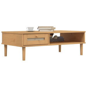 vidaXL Coffee Table Accent Storage Side Table SENJA Rattan Look Solid Wood-1