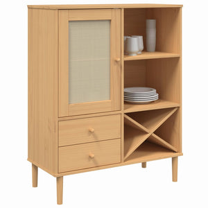 vidaXL Highboard Tall Storage Side Cabinet SENJA Rattan Look Solid Wood Pine-1