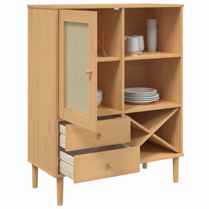 vidaXL Highboard Tall Storage Side Cabinet SENJA Rattan Look Solid Wood Pine-4