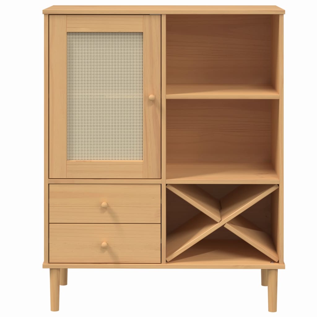 vidaXL Highboard Tall Storage Side Cabinet SENJA Rattan Look Solid Wood Pine-7