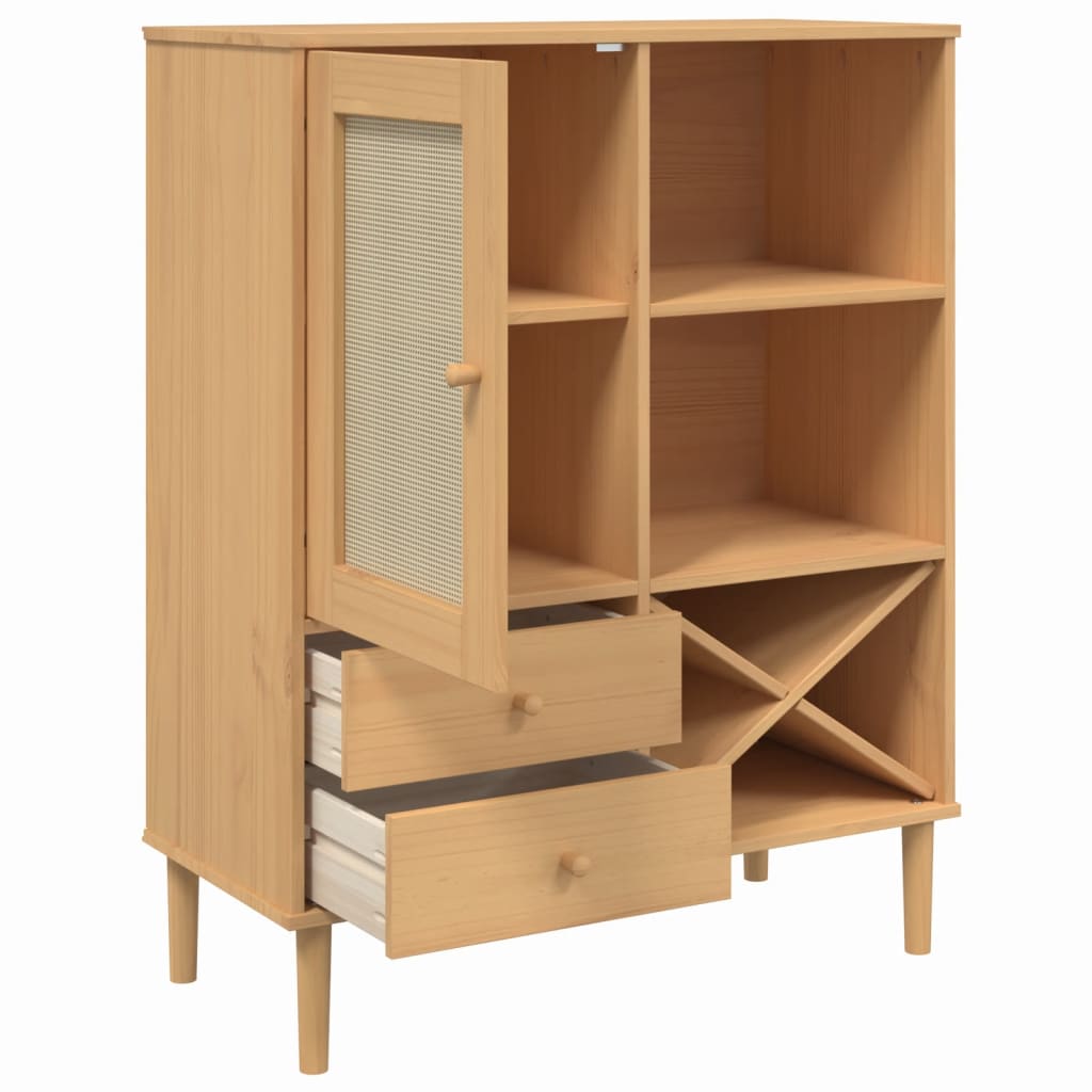 vidaXL Highboard Tall Storage Side Cabinet SENJA Rattan Look Solid Wood Pine-10