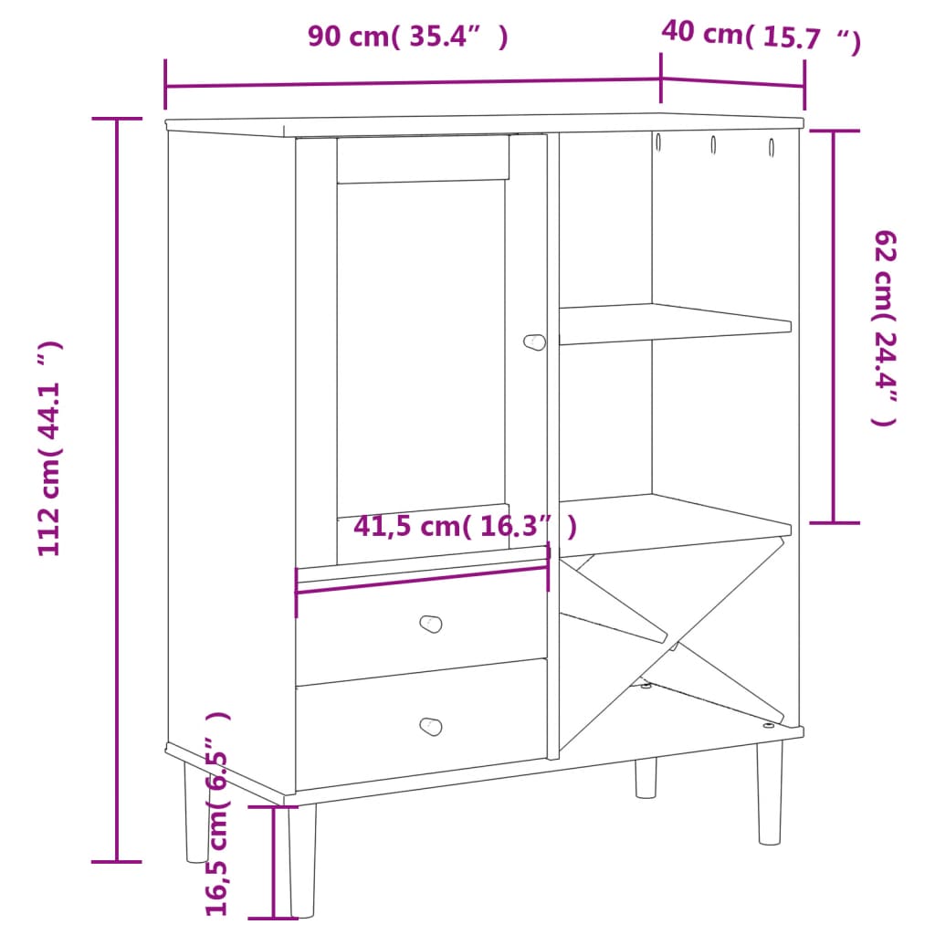 vidaXL Highboard Tall Storage Side Cabinet SENJA Rattan Look Solid Wood Pine-18