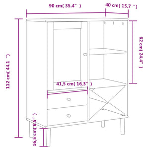 vidaXL Highboard Tall Storage Side Cabinet SENJA Rattan Look Solid Wood Pine-18