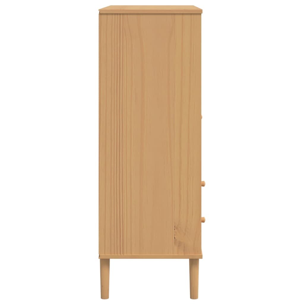 vidaXL Highboard Tall Storage Side Cabinets SENJA Rattan Look Solid Wood Pine-15