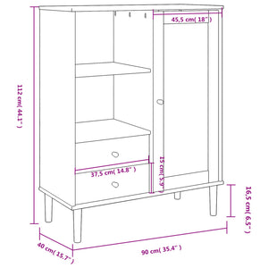 vidaXL Highboard Tall Storage Side Cabinets SENJA Rattan Look Solid Wood Pine-0