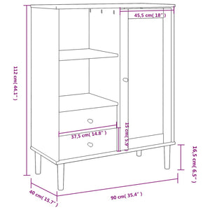 vidaXL Highboard Tall Storage Side Cabinets SENJA Rattan Look Solid Wood Pine-20