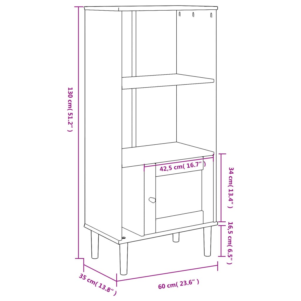 vidaXL Bookcase Bookshelf Storage Cabinet SENJA Rattan Look Solid Wood Pine-0