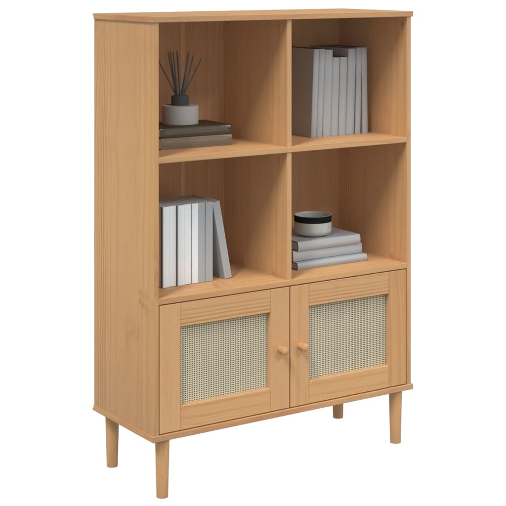 vidaXL Bookcase Bookshelf Storage Cabinet SENJA Rattan Look Solid Wood Pine-6