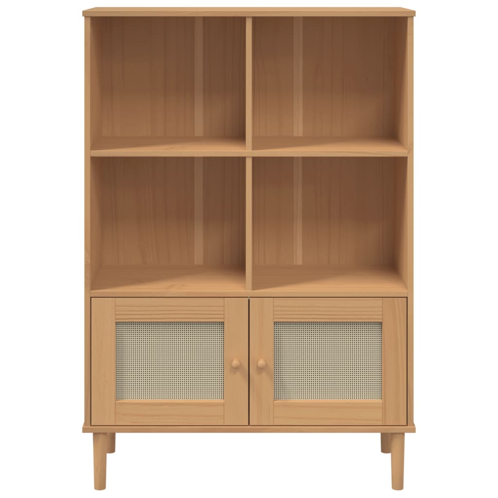 vidaXL Bookcase Bookshelf Storage Cabinet SENJA Rattan Look Solid Wood Pine-9