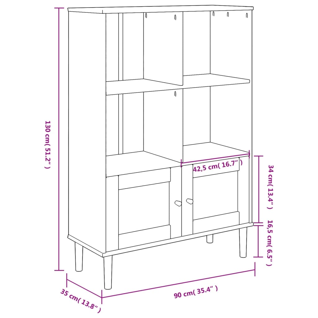 vidaXL Bookcase Bookshelf Storage Cabinet SENJA Rattan Look Solid Wood Pine-0