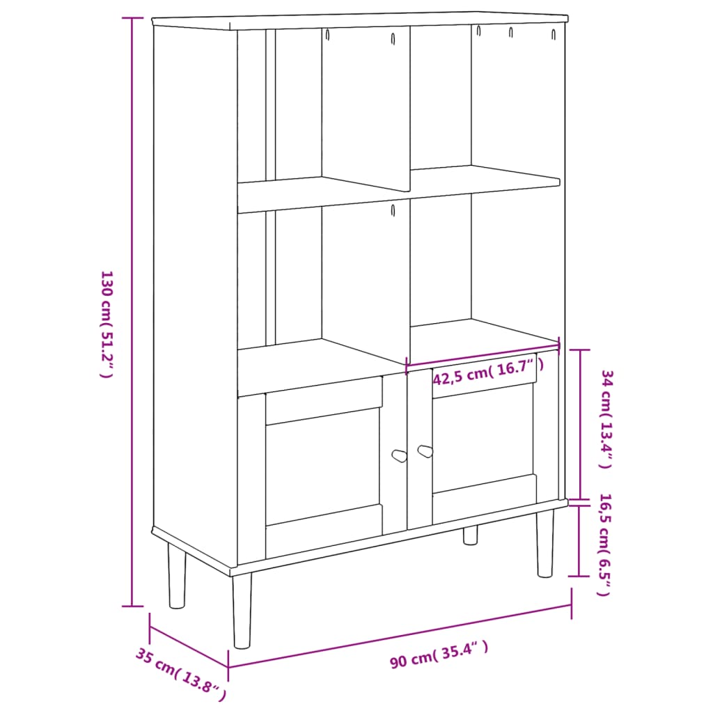 vidaXL Bookcase Bookshelf Storage Cabinet SENJA Rattan Look Solid Wood Pine-19