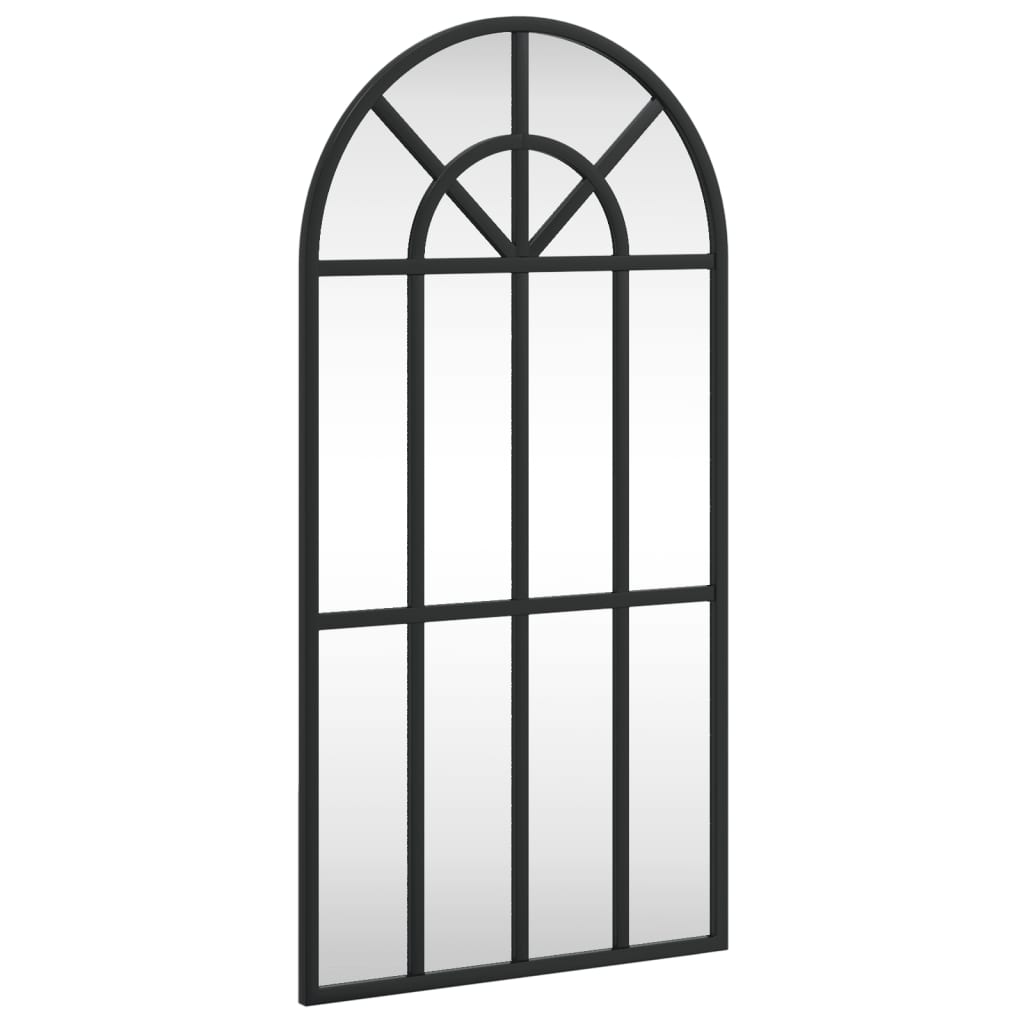 vidaXL Wall Mirror Black 11.8"x23.6" Arch Iron-0