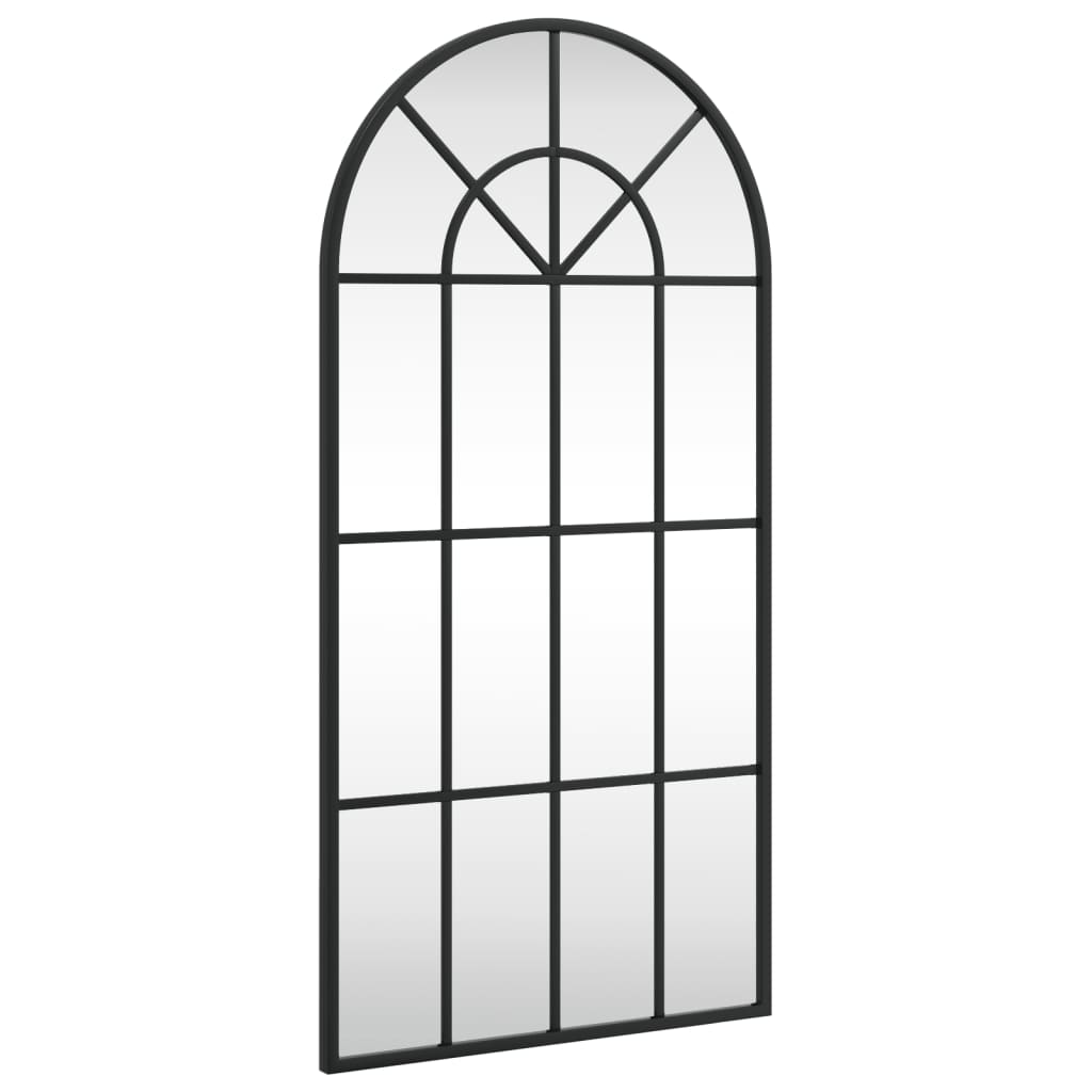 vidaXL Wall Mirror Black 11.8"x23.6" Arch Iron-26