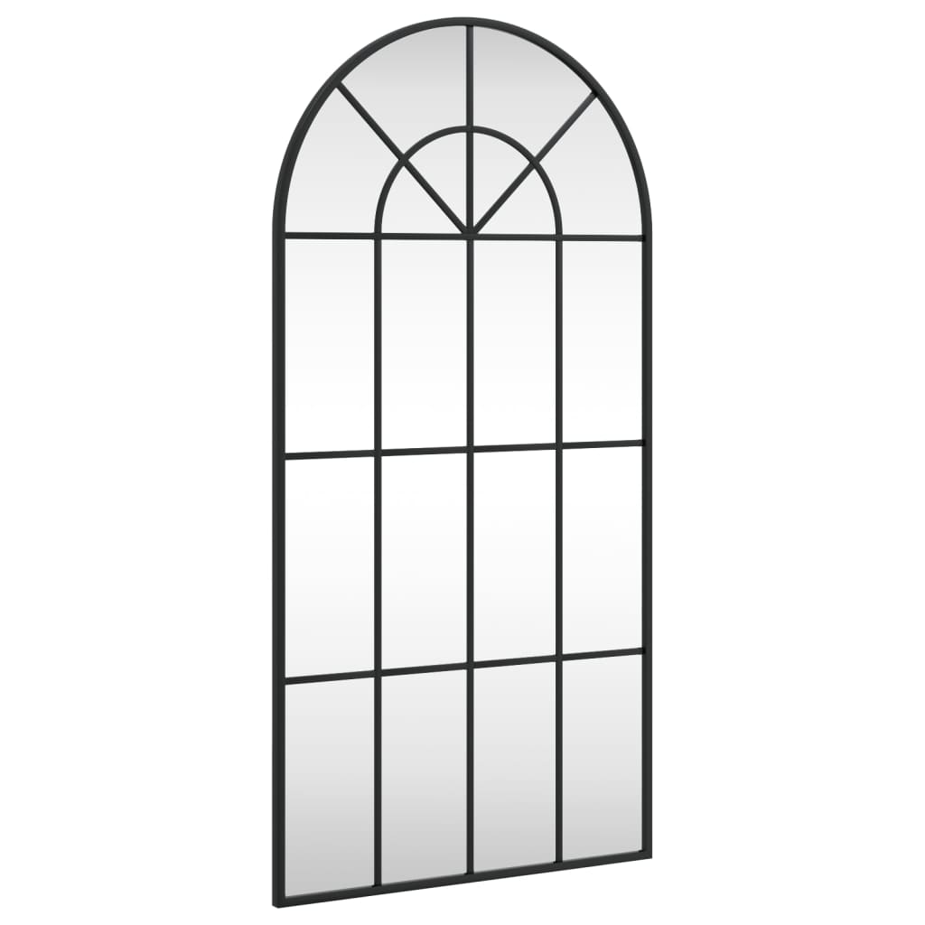 vidaXL Wall Mirror Black 11.8"x23.6" Arch Iron-22