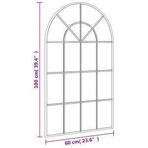 vidaXL Wall Mirror Black 11.8"x23.6" Arch Iron-21