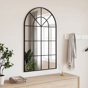 vidaXL Wall Mirror Black 11.8"x23.6" Arch Iron-18