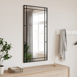 vidaXL Mirror Decorative Wall Mounted Make up Mirror Black Rectangle Iron-59