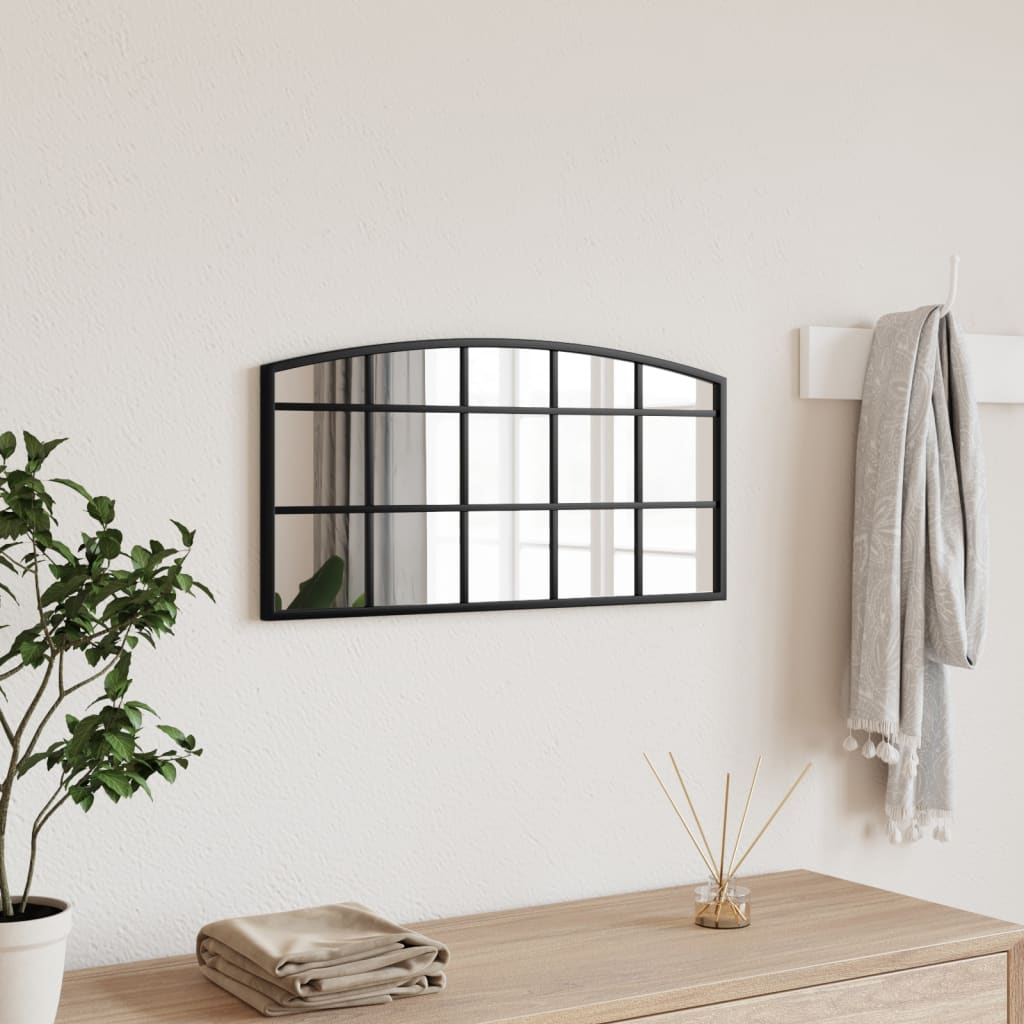 vidaXL Wall Mirror Black 23.6"x11.8" Arch Iron-5