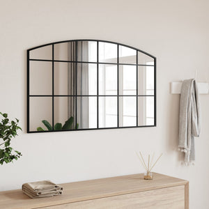 vidaXL Wall Mirror Black 23.6"x11.8" Arch Iron-25