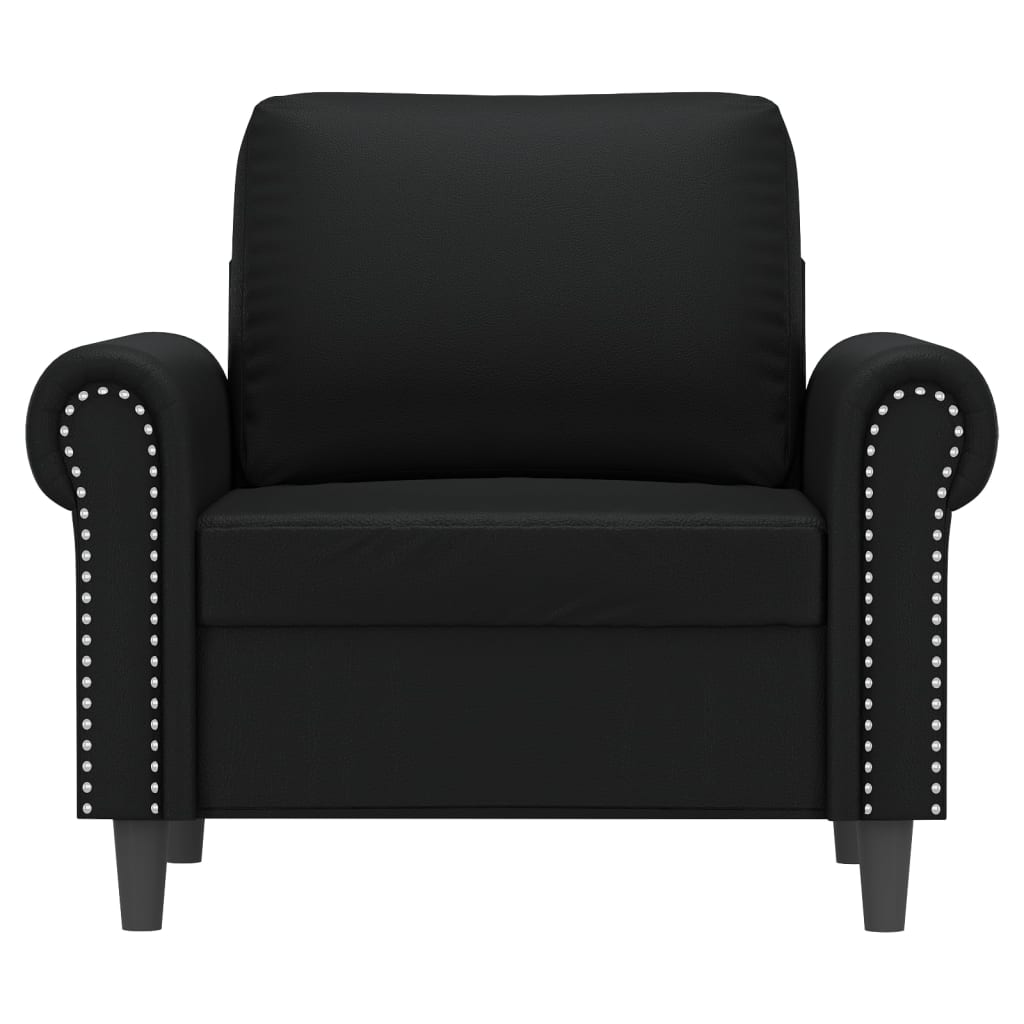 vidaXL Sofa Chair Accent Upholstered Single Sofa Chair Black Faux Leather-23