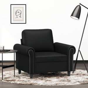 vidaXL Sofa Chair Accent Upholstered Single Sofa Chair Black Faux Leather-19