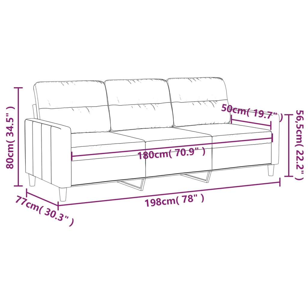 vidaXL Sofa Accent Upholstered Sofa Couch Furniture for Living Room Fabric-27