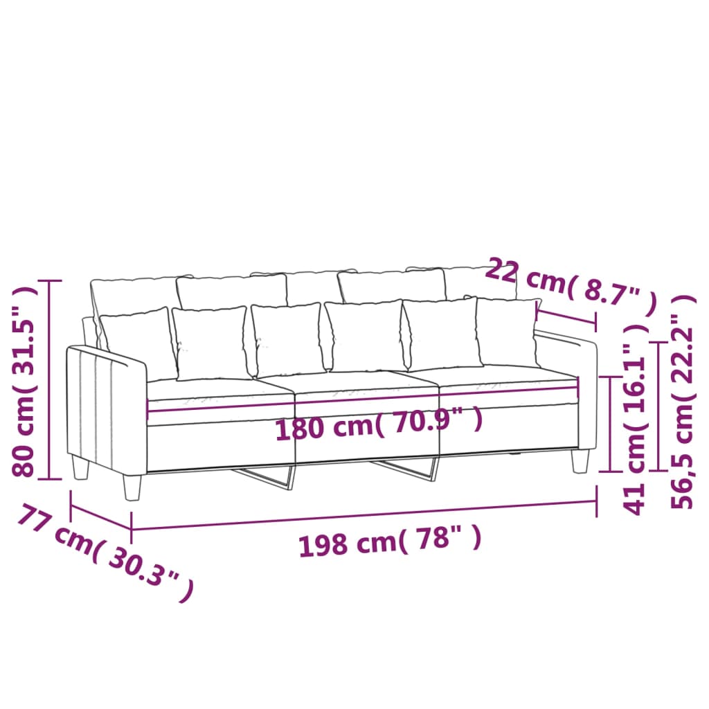 vidaXL Sofa Chair Upholstered Single Sofa Armchair for Living Room Fabric-57