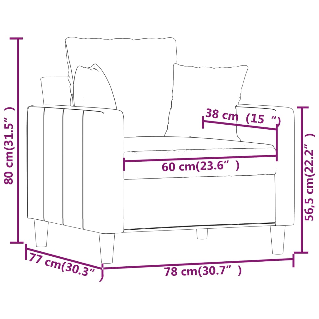 vidaXL Sofa Chair Upholstered Single Sofa Armchair for Living Room Velvet-63