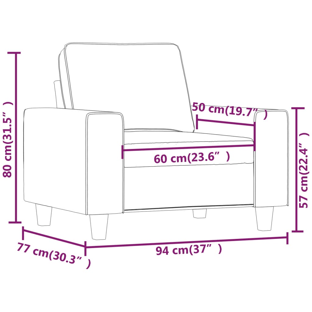 vidaXL Sofa Chair Accent Upholstered Club Armchair for Living Room Fabric-43