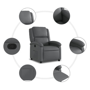 vidaXL Recliner Chair Gray Faux Leather-3