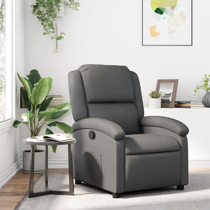 vidaXL Recliner Chair Gray Faux Leather-0